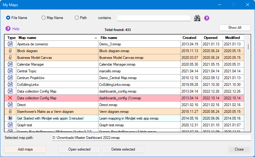 Organize & Manage MindManager maps