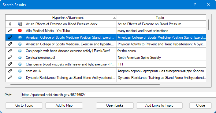 Search for information in MindManager maps