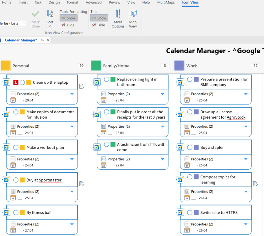 Calendar Manager - MindManager add-in