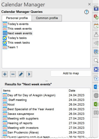 Calendar Manager Query (MindManager add-in)